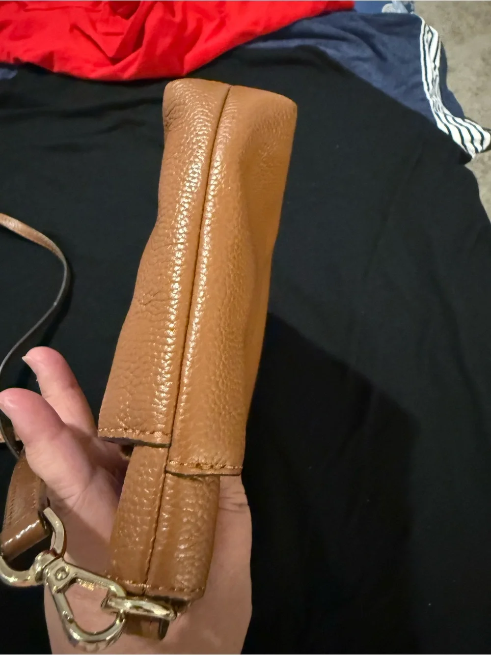 Michael Kors Pebbled Leather Crossbody Bag in Cognac Brown with Gold Hardware